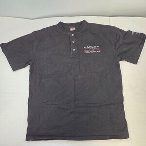Harley Davidson Shirt XL Mens Large Black Henley Embroidered Louisville, Ky